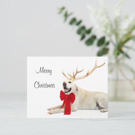 Rendiergeel lab feestdagenkaart (Staand voorkant)