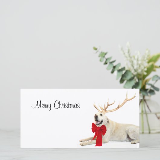 Rendiergeel lab feestdagenkaart (Staand voorkant)