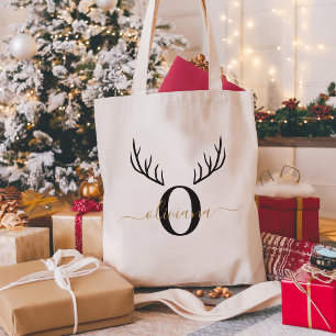 rendiergewei Elegant monogram kerst Tote Bag