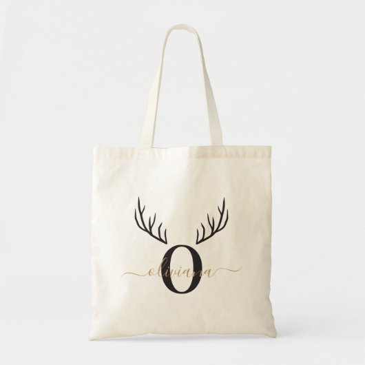 rendiergewei | Elegant monogram kerst Tote Bag (Voorkant)