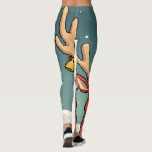 Rendiergewei met Jingle Bells in rood en bruin Leggings (Achterkant)