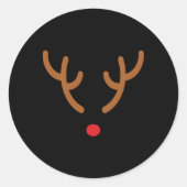 Rendiergeweien Rode neus Ronde Sticker (Voorkant)