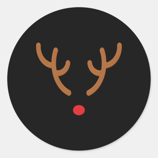 Rendiergeweien Rode neus Ronde Sticker (Voorkant)