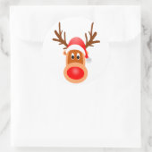 rendiergezicht op ronde sticker (Tas)