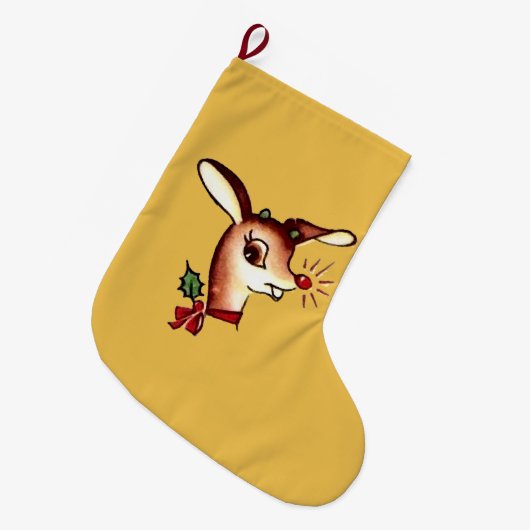 Rendiergouden kerststop grote kerstsok (Voorkant (Hangend))