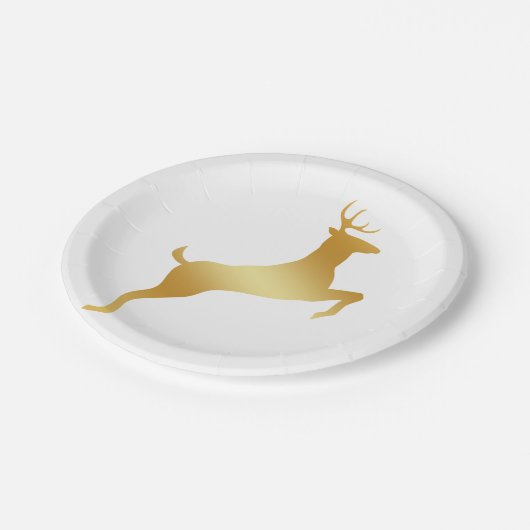 Rendiergouden silhouette papieren bordje (Gekanteld)