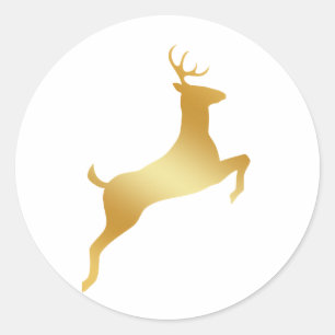 Rendiergouden silhouette ronde sticker