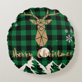Rendiergroen Plaid Christmas Sierkussen Rond Kussen