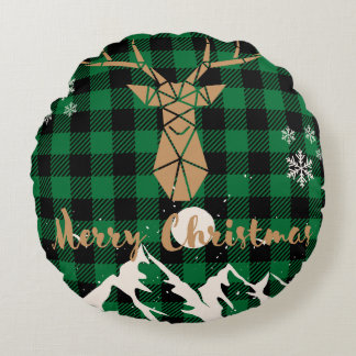 Rendiergroen Plaid Christmas Sierkussen Rond Kussen