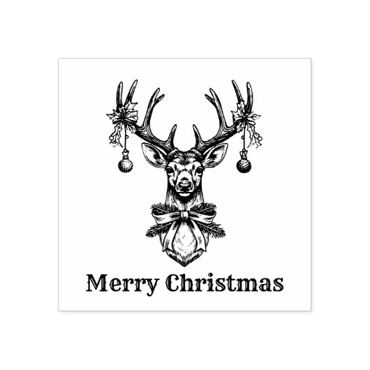  rendierherten gewei vrolijk kerstfeest rubberstempel (Afrduk)