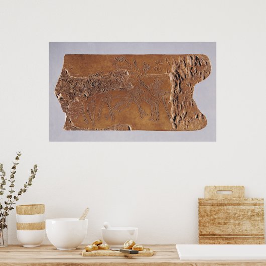 rendierhoorn gekaard met herten en luipend poster (Keuken)