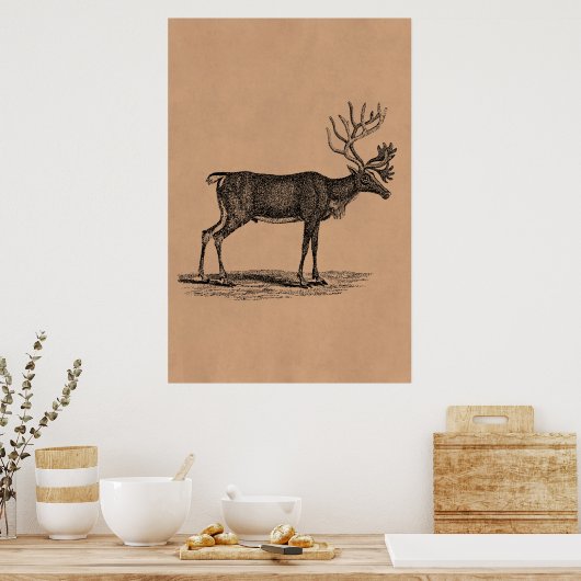  rendierillustratie - Kerstmis van 1800 Poster (Keuken)