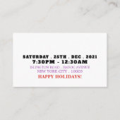 Rendierkat, Kerstfeest Ticket Uitnodiging Informatiekaartje (Achterkant)