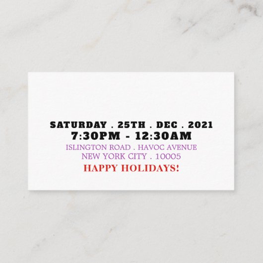 Rendierkat, Kerstfeesticket Uitnodiging Informatiekaartje (Achterkant)