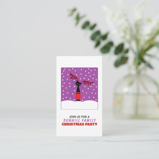 Rendierkat, Kerstfeesticket Uitnodiging Informatiekaartje (Staand voorkant)