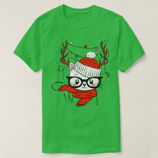 rendierkat kerstmis lichte kerstmis met wierkatje t-shirt (Design voorkant)