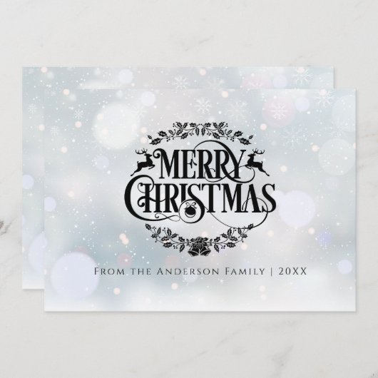 Rendierkerst botanische kreet feestdagenkaart (Voorkant / Achterkant)