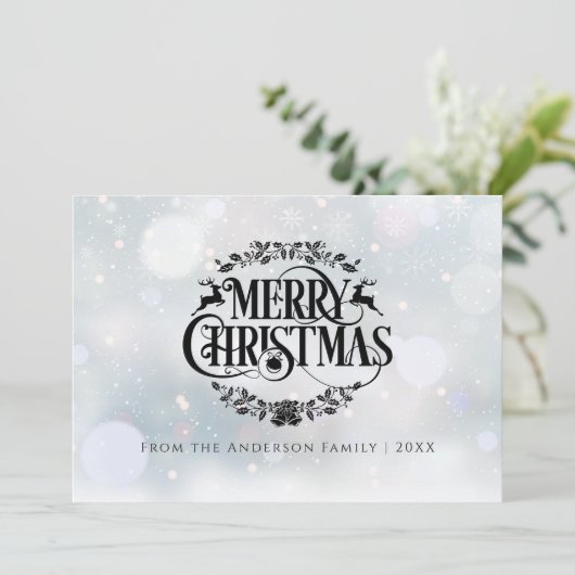 Rendierkerst botanische kreet feestdagenkaart (Staand voorkant)