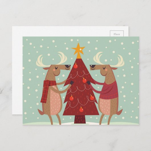 rendierkerst feestdagenkaart (Voorkant / Achterkant)