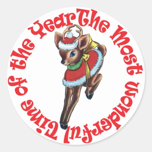 rendierkerst Kinder Ronde Sticker (Voorkant)