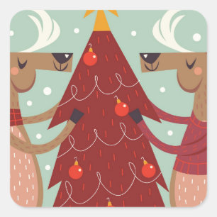 rendierkerst vierkante sticker