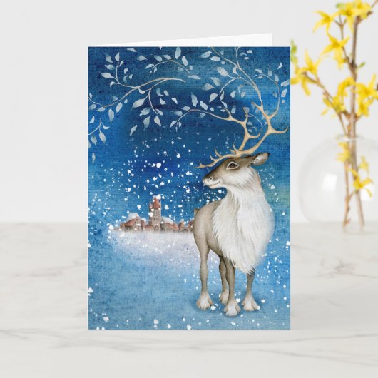  rendierkerstkaart kaart (Gele Bloem)