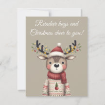 Rendierknuffels en Kerstgroet Wenskaart