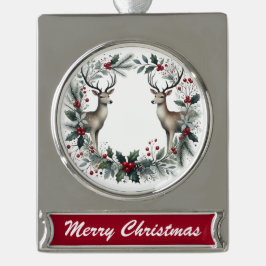 Rendierkrans – Elegante Kerstversiering Verzilverd Banner Ornament