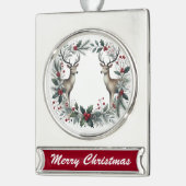 Rendierkrans – Elegante Kerstversiering Verzilverd Banner Ornament (Links)