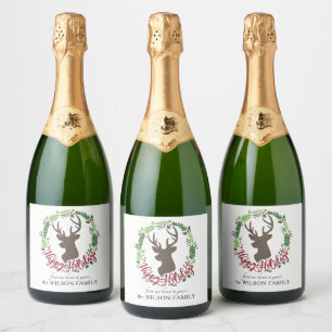 Rendierkrans Mousserende Wijnflesetiketten Sparkling Wijnetiket