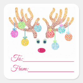 Rendierlabels en sierlabels vierkante sticker