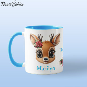 Rendierliefde, bloemenhert, Fawn Doe Poinsettia 🦌 Mok