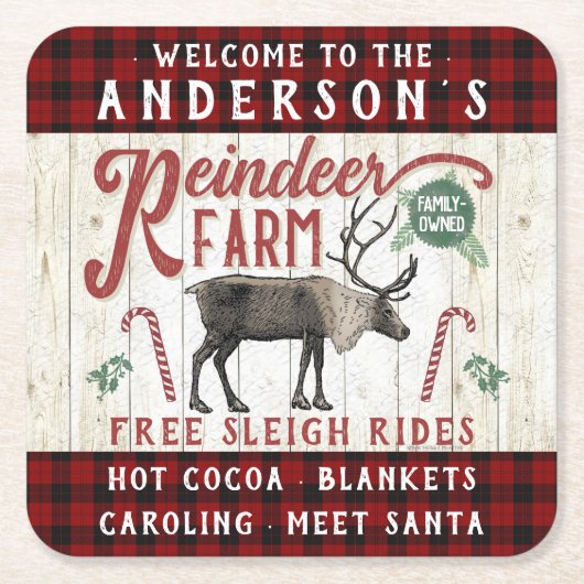 Rendierlijk Boerderij Rustic  Farmhouse Kartonnen Onderzetters (Voorkant)