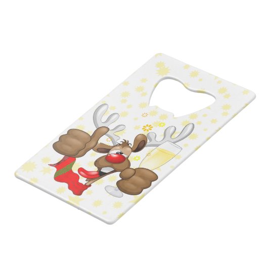 rendierlijk Drink grappig kerstteken Creditkaart Flessenopener (Achterkant Gekanteld)