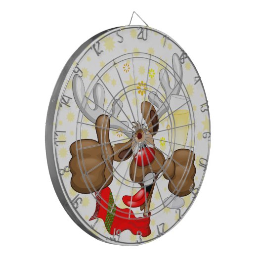 rendierlijk Drink grappig kerstteken Dartbord (Voorkant Links)
