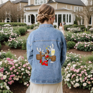 rendierlijk Drink grappig kerstteken Denim Jacket
