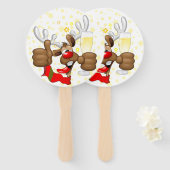 rendierlijk Drink grappig kerstteken Handwaaier (Voorkant en achterkant)