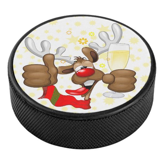 rendierlijk Drink grappig kerstteken Hockey Puck (3/4)