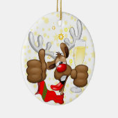 rendierlijk Drink grappig kerstteken Keramisch Ornament (Rechts)