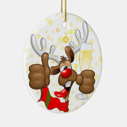 rendierlijk Drink grappig kerstteken Keramisch Ornament (Rechts)