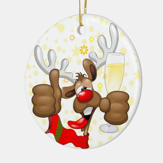 rendierlijk Drink grappig kerstteken Keramisch Ornament (Links)