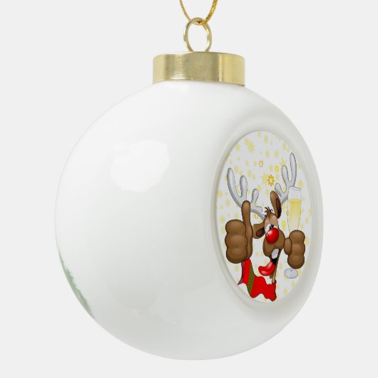rendierlijk Drink grappig kerstteken Keramische Bal Ornament (Links)