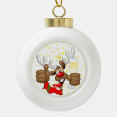rendierlijk Drink grappig kerstteken Keramische Bal Ornament (Voorkant)