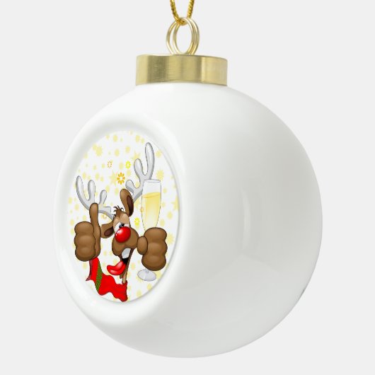 rendierlijk Drink grappig kerstteken Keramische Bal Ornament (Rechts)
