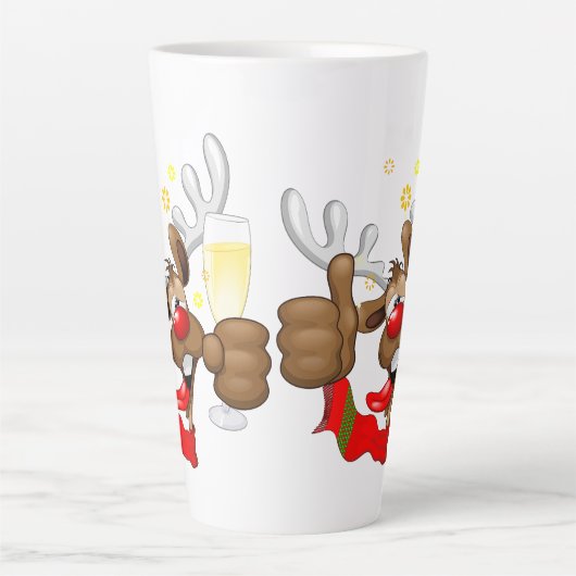 rendierlijk Drink grappig kerstteken Latte Mok (Voorkant)