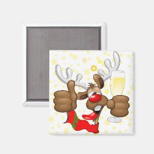 rendierlijk Drink grappig kerstteken Magneet
