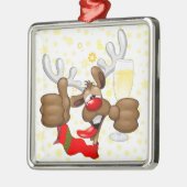 rendierlijk Drink grappig kerstteken Metalen Ornament (Links)