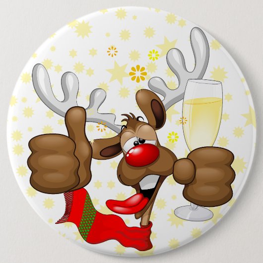 rendierlijk Drink grappig kerstteken Ronde Button 6,0 Cm (Voorkant)