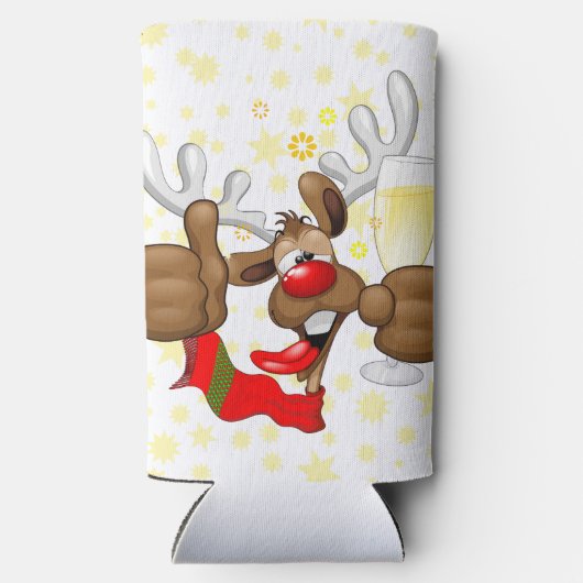 rendierlijk Drink grappig kerstteken Seltzer Blikjeskoeler (Achterkant)