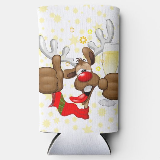 rendierlijk Drink grappig kerstteken Seltzer Blikjeskoeler (Voorkant)